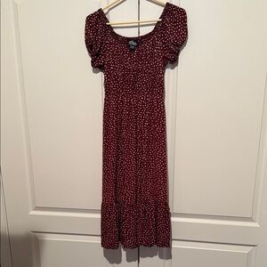 Angie Burgundy Midi Dress with White Dots